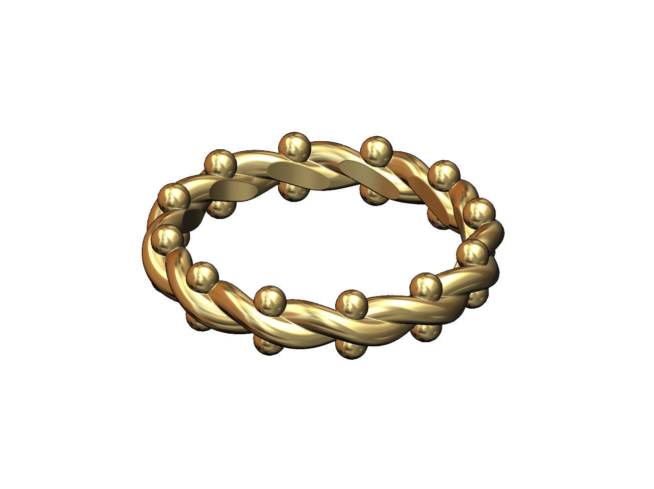 Twisted wire and beads ring US size 4to10 3D print model_2