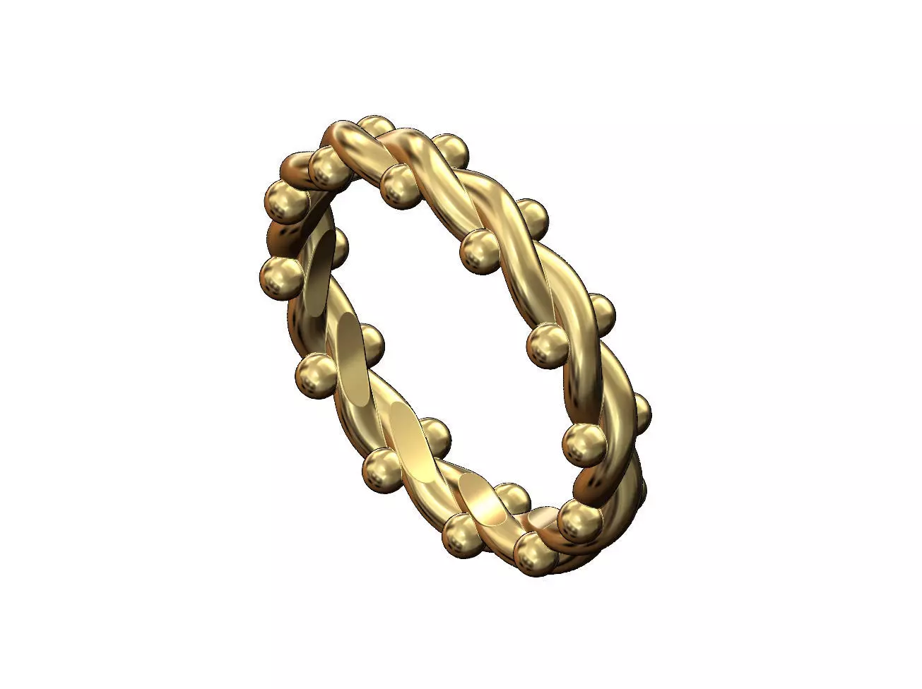 Twisted wire and beads ring US size 4to10 3D print model_0