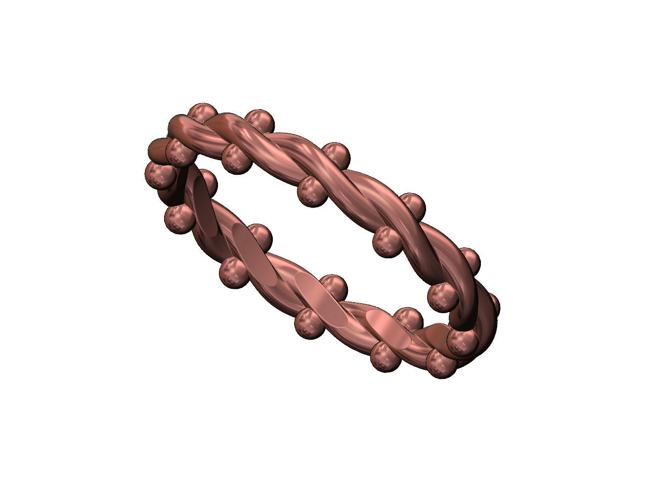 Twisted wire and beads ring US size 4to10 3D print model_9