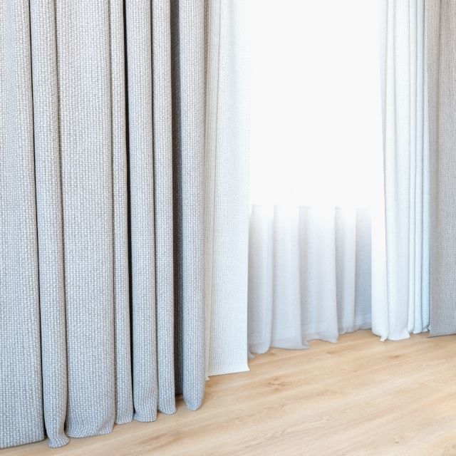 Curtains 64 Curtains with Tulle 3D model_1