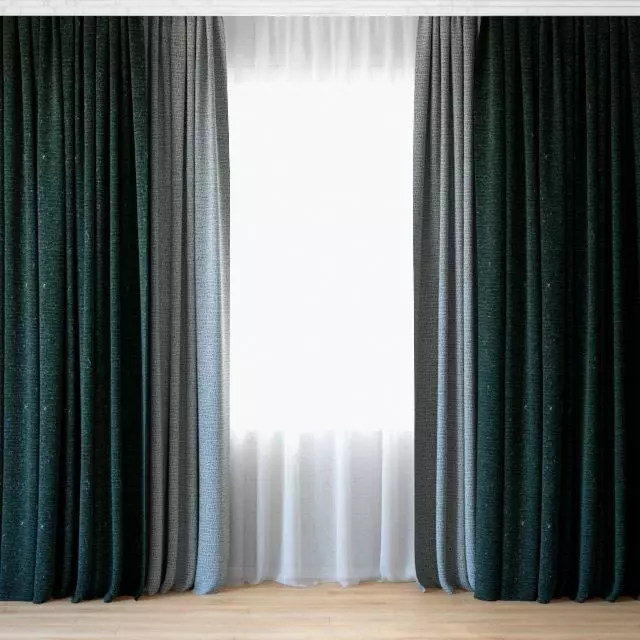 Curtains 74 Curtains with Tulle CAMIRA 3D model