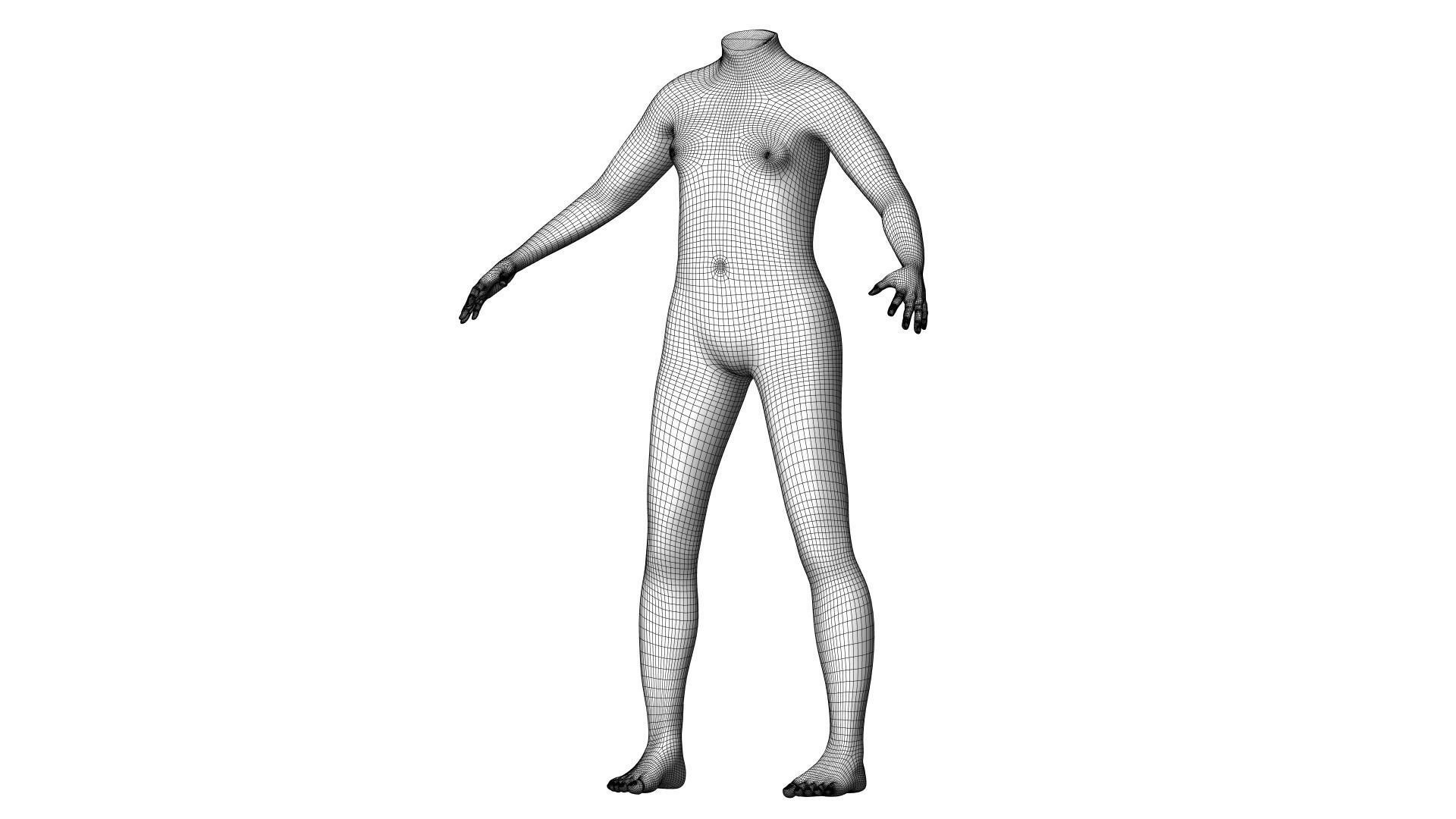 Character 09 High and Low-poly - Body Female 3D model_3