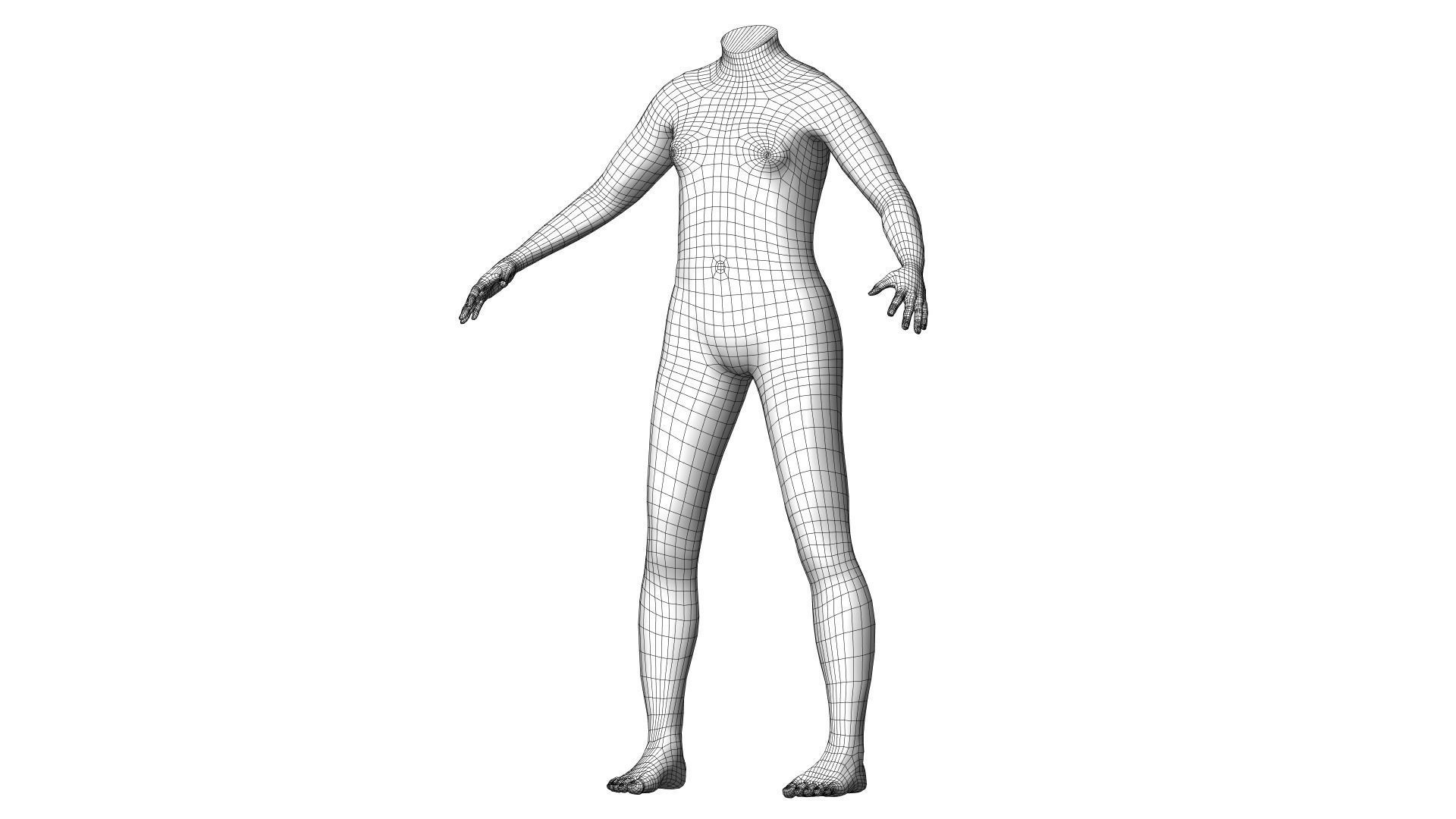 Character 09 High and Low-poly - Body Female 3D model_4