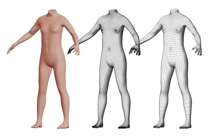 Character 11 High and Low-poly -  Body male 3D model