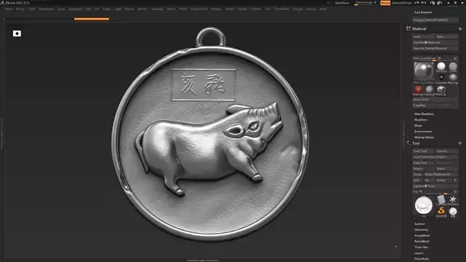 Pig zodiac sign symbol 3d print model 3D print model