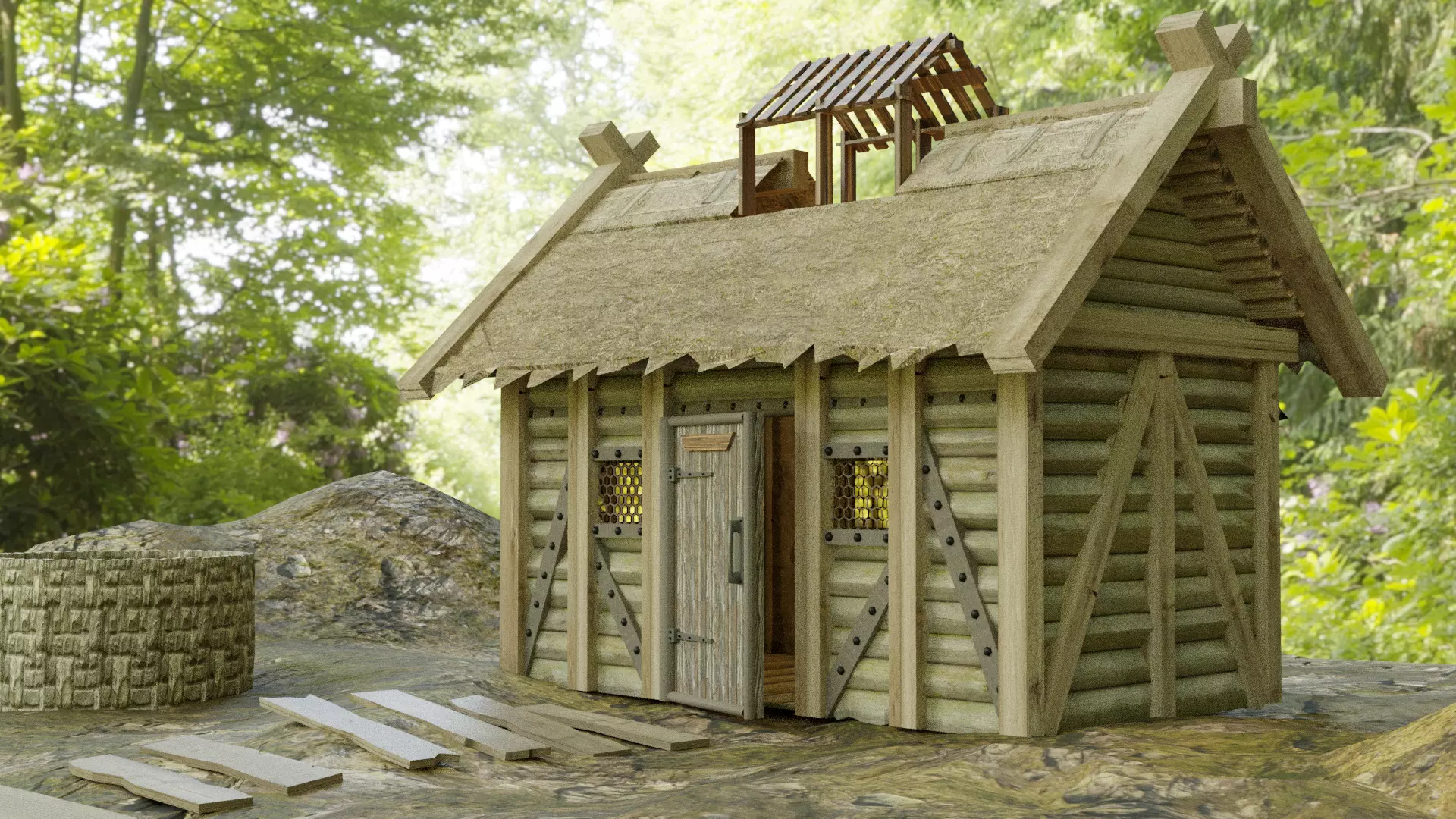 Medieval House Free low-poly 3D model_0