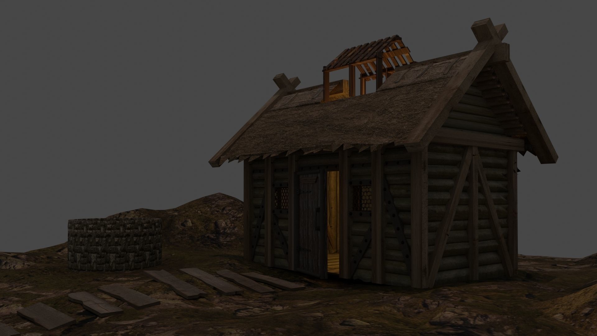 Medieval House Free low-poly 3D model_2