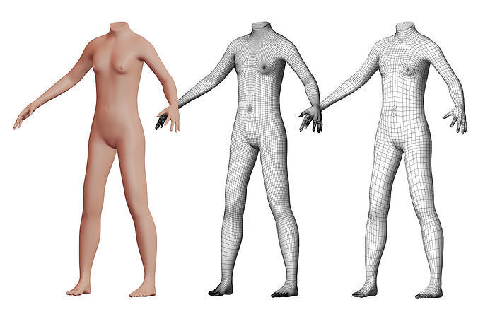 Character 13 High and Low-poly -  Body male 3D model
