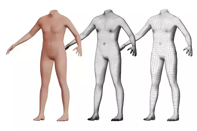 Character 15 High and Low-poly -  Body male