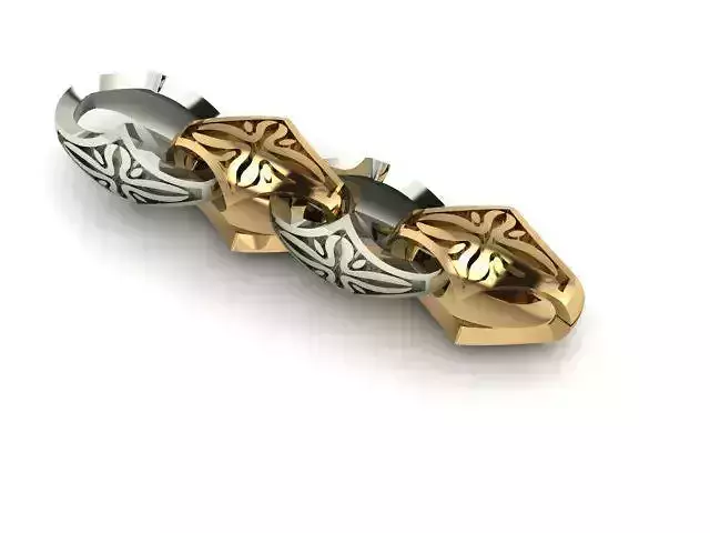 chain three rings in gold and silver