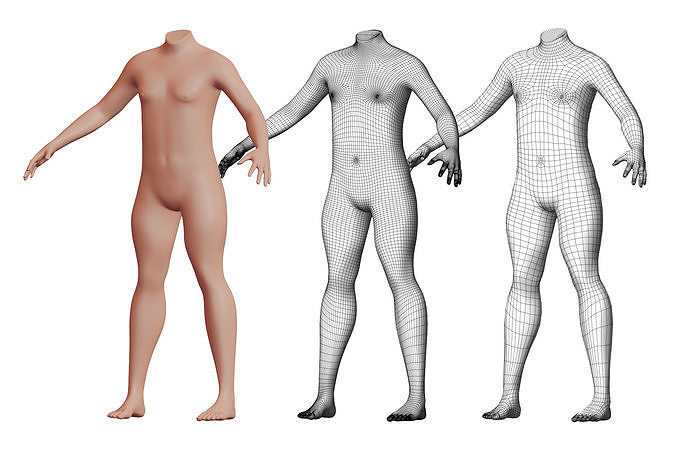 Character 17 High and Low-poly -  Body male 3D model