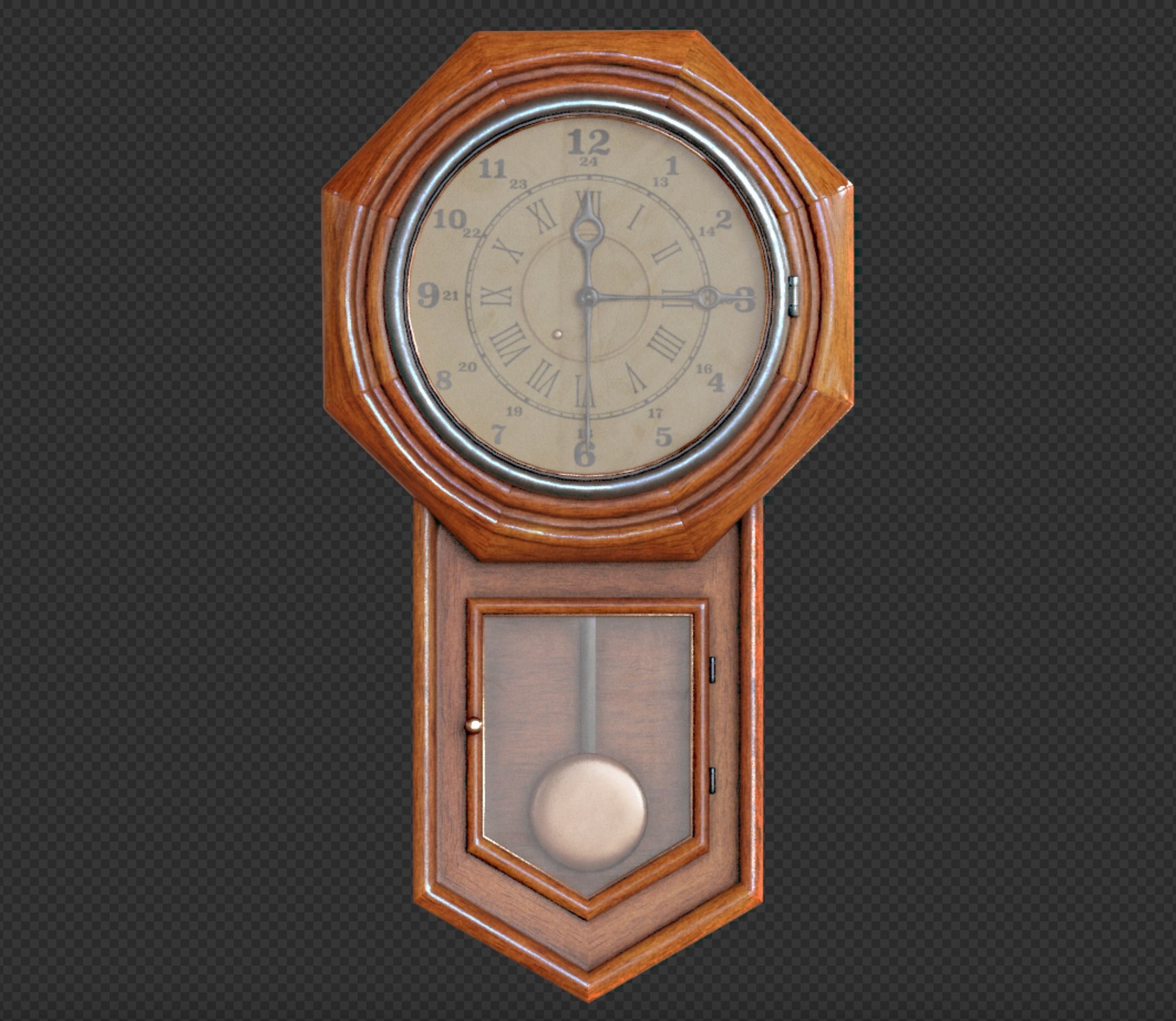 Vintage wall clock 3D model_1