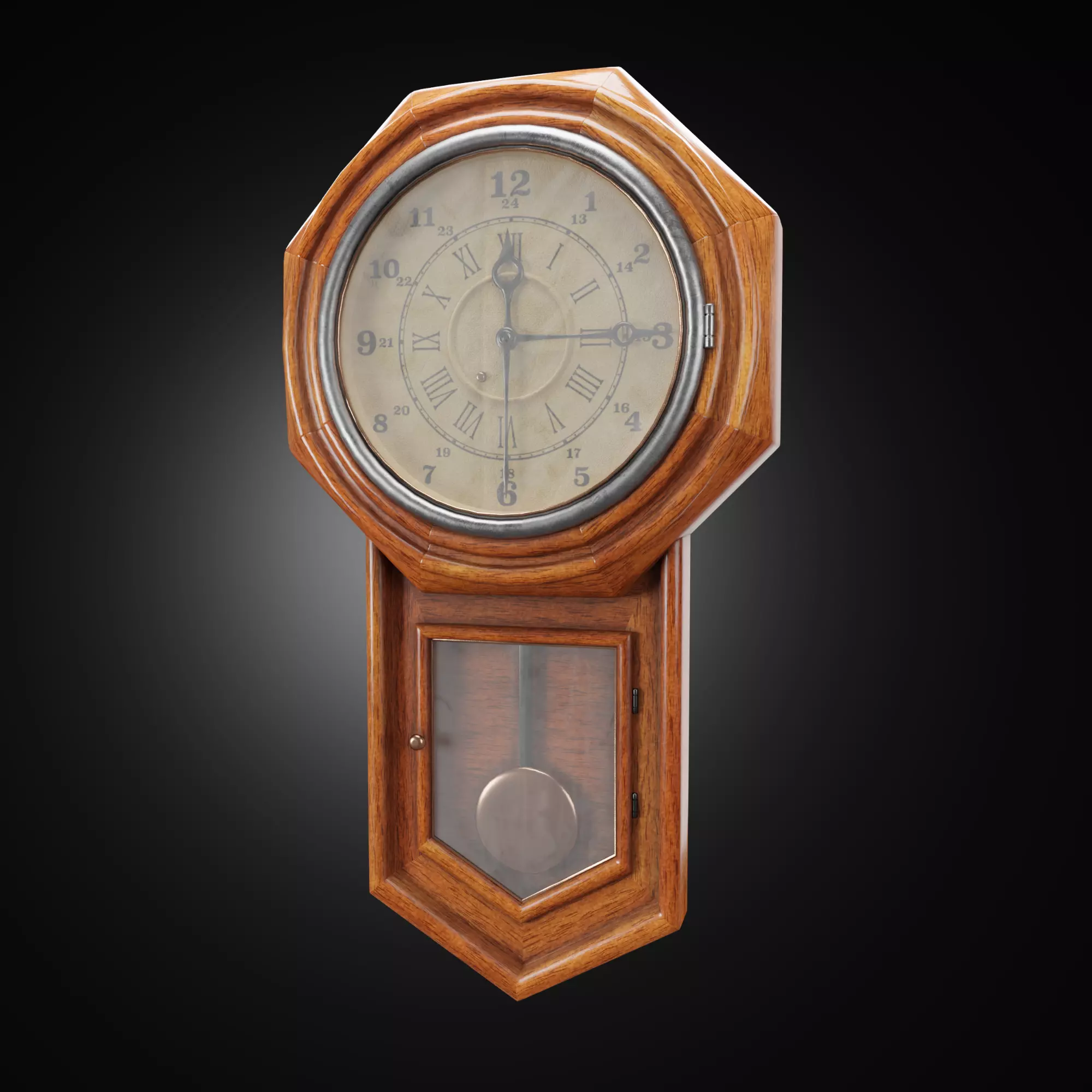 Vintage wall clock 3D model_0
