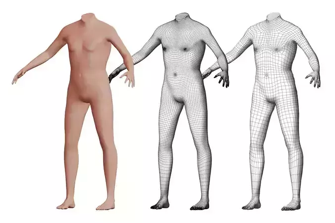 Character 19 High and Low-poly -  Body male