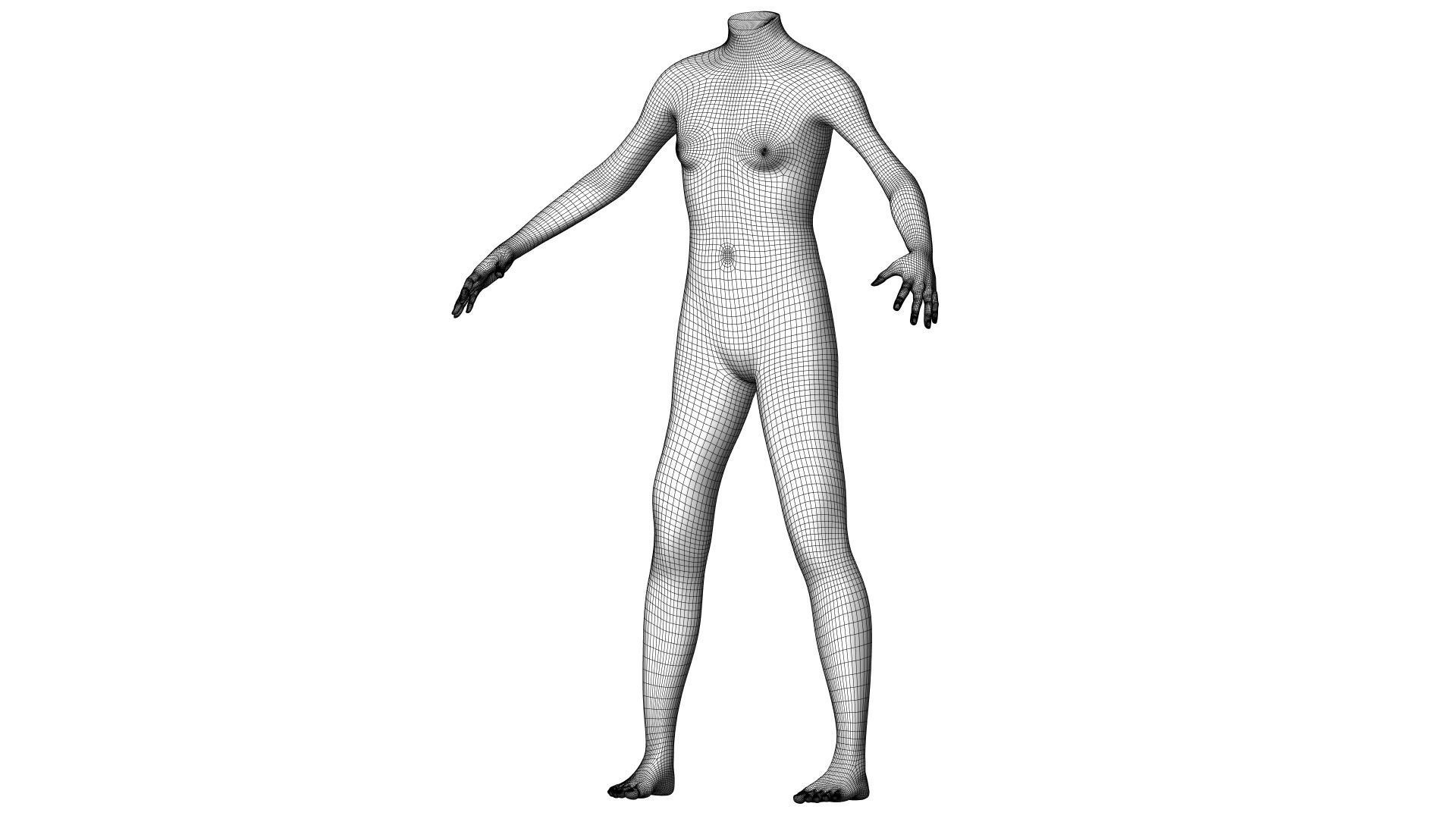 Character 20 High and Low-poly - Body Female 3D model_4