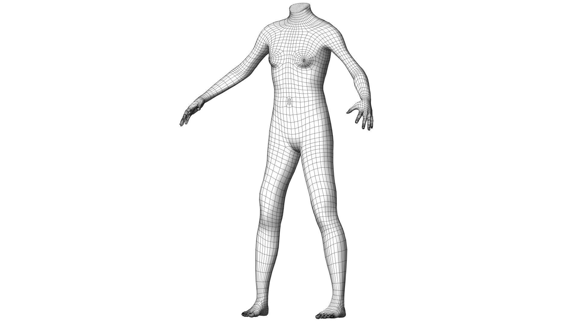 Character 20 High and Low-poly - Body Female 3D model_3