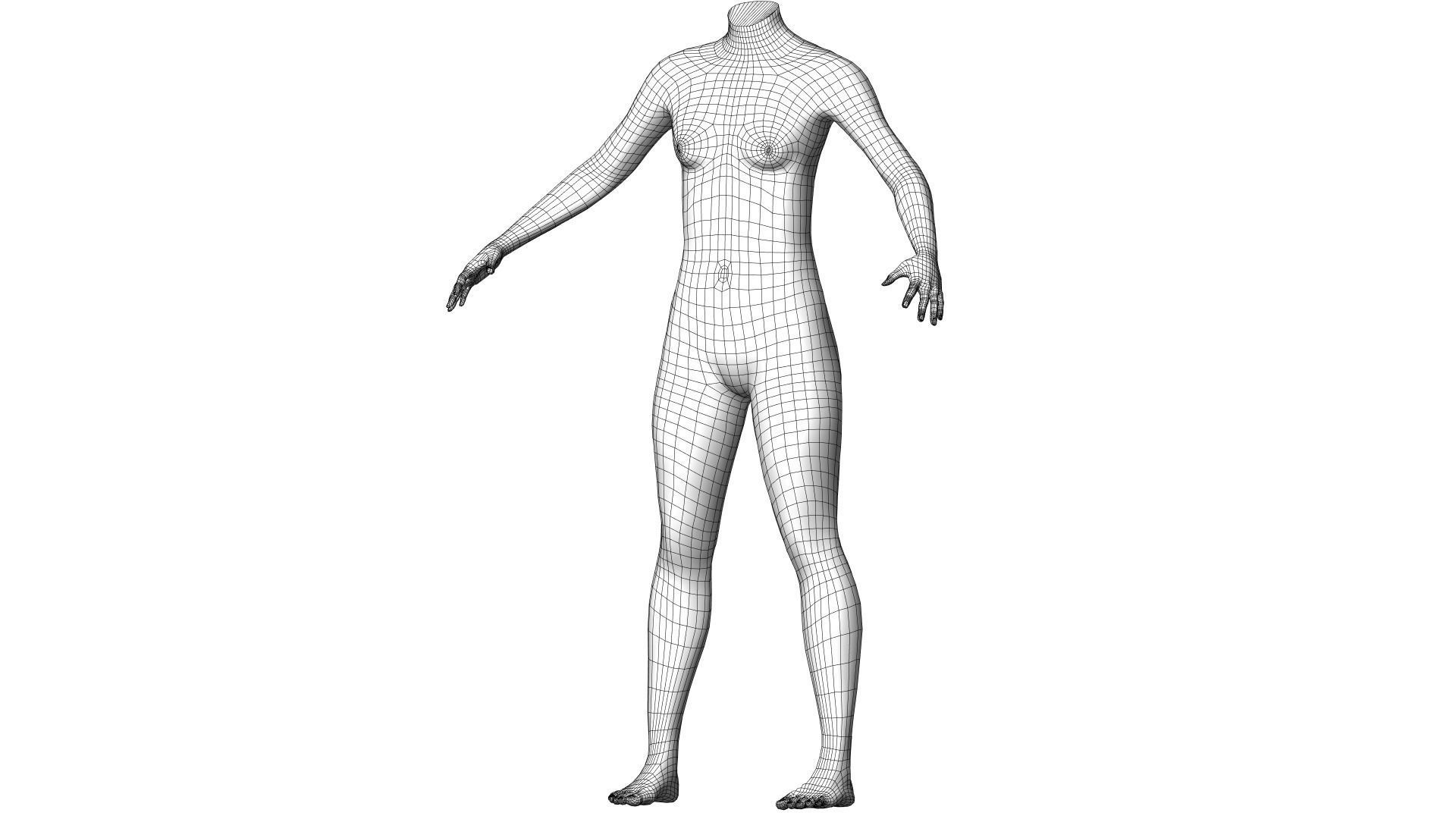 Character 22 High and Low-poly - Body Female 3D model_4