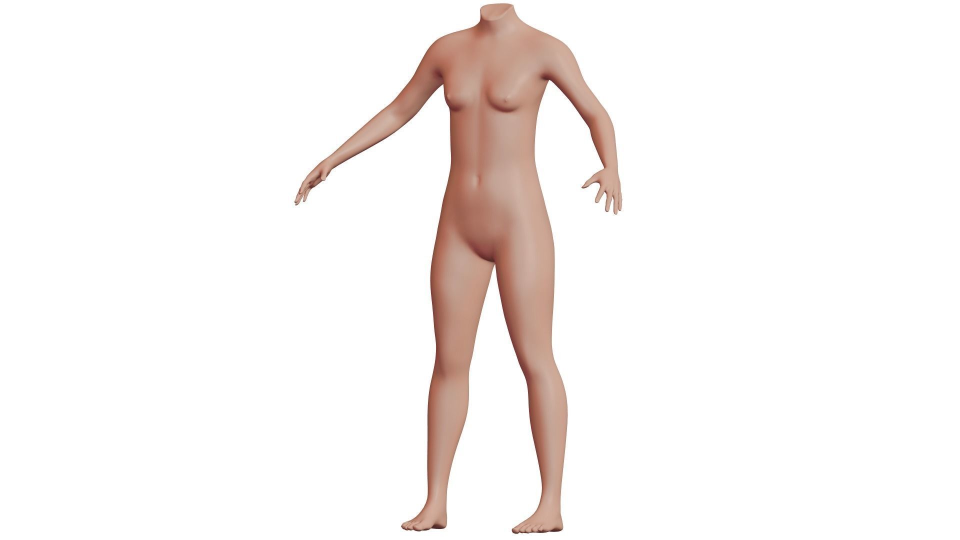 Character 22 High and Low-poly - Body Female 3D model_2