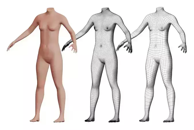 Character 22 High and Low-poly - Body Female 3D model Character 22 High and Low-poly - Body Female 3D model