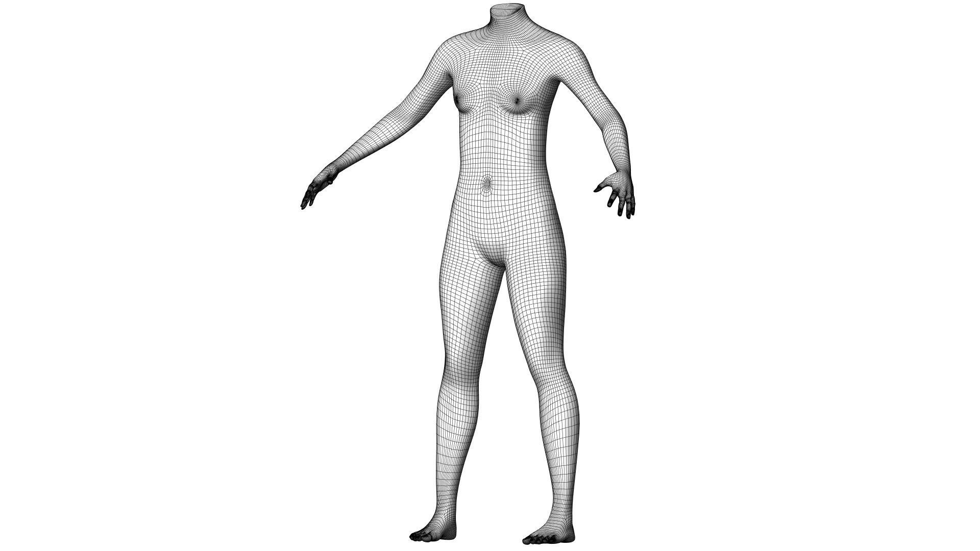 Character 22 High and Low-poly - Body Female 3D model_3
