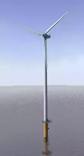 Offshore win turbine low-poly 3d model Low-poly 3D model