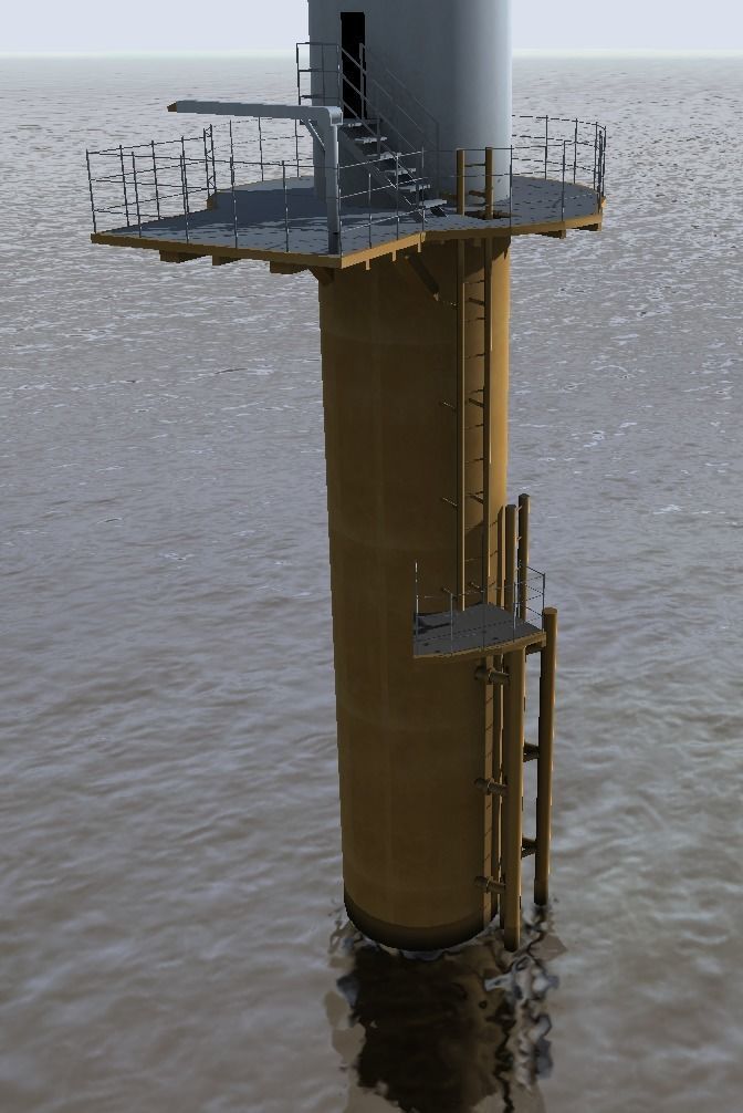 Offshore win turbine low-poly 3d model Low-poly 3D model_4