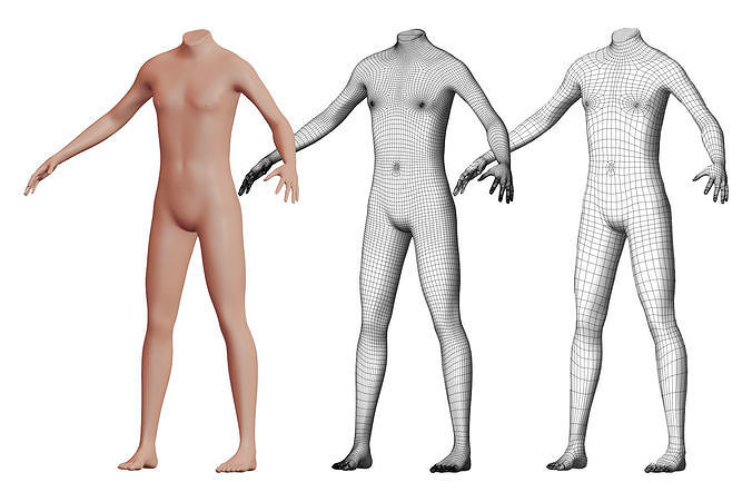 Character 24 High and Low-poly -  Body male 3D model