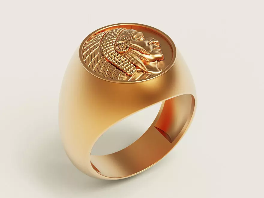 Man Indian Ring Silver Gold Print 3D print model
