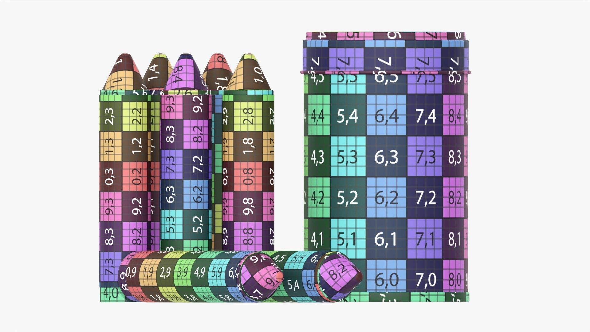 Large crayons in a metal tube box 3D model_12