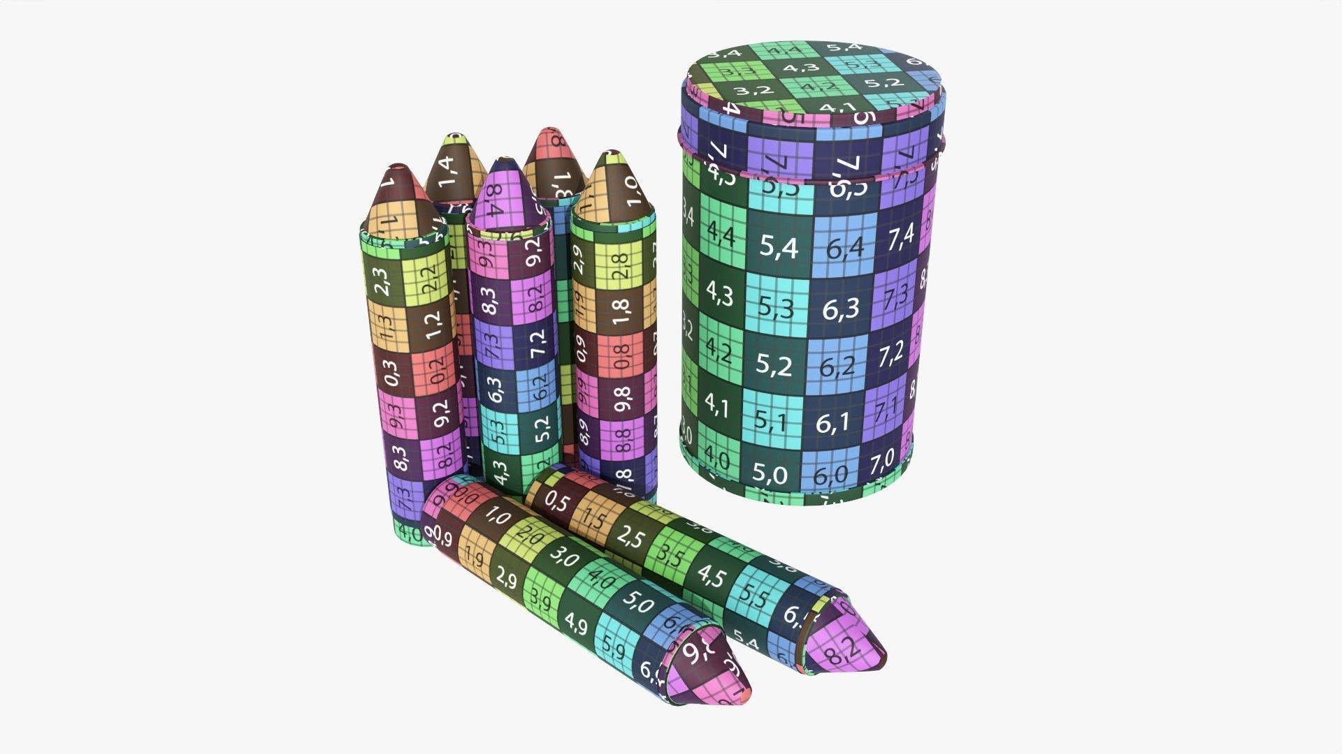 Large crayons in a metal tube box 3D model_9