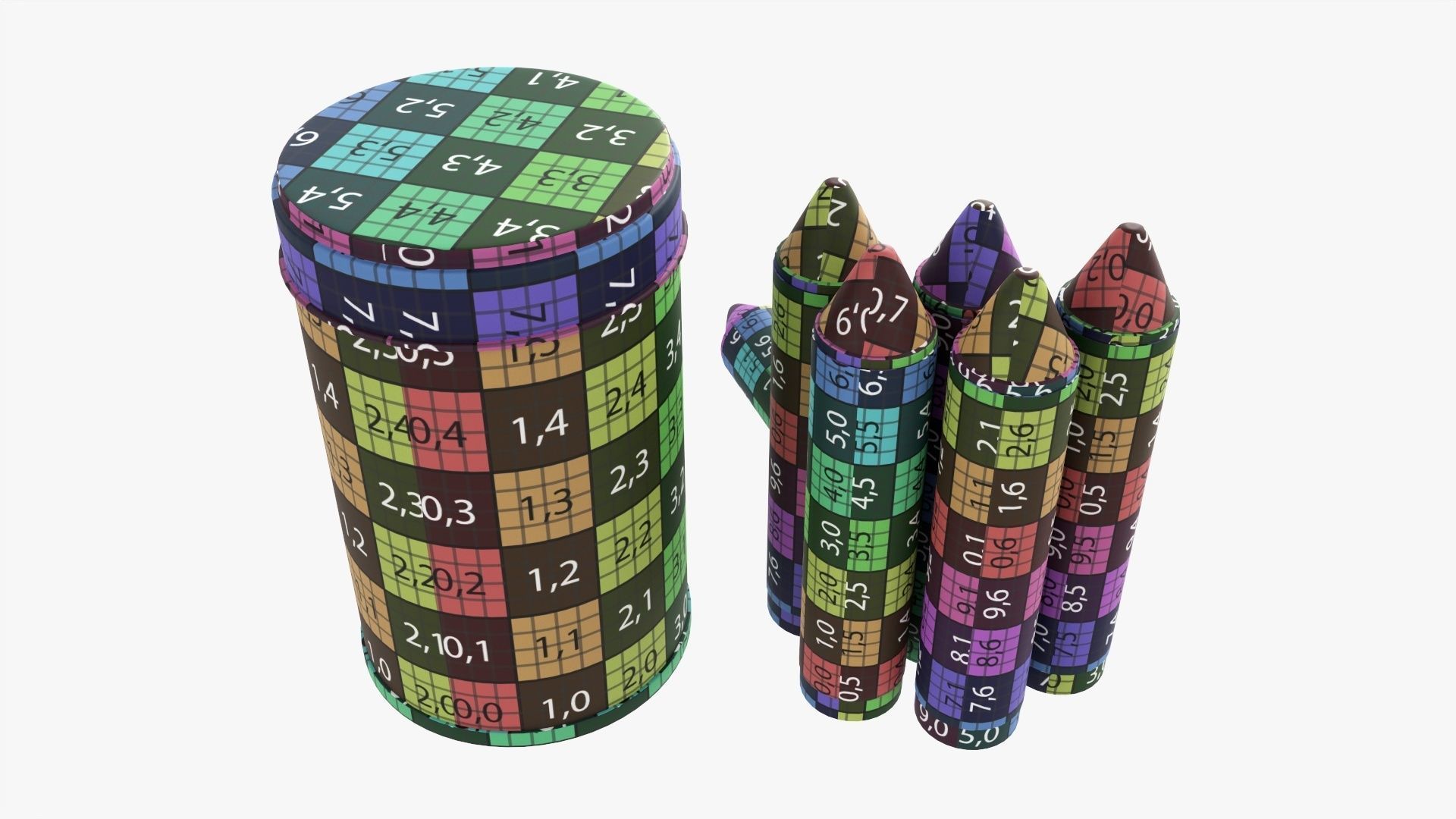 Large crayons in a metal tube box 3D model_10