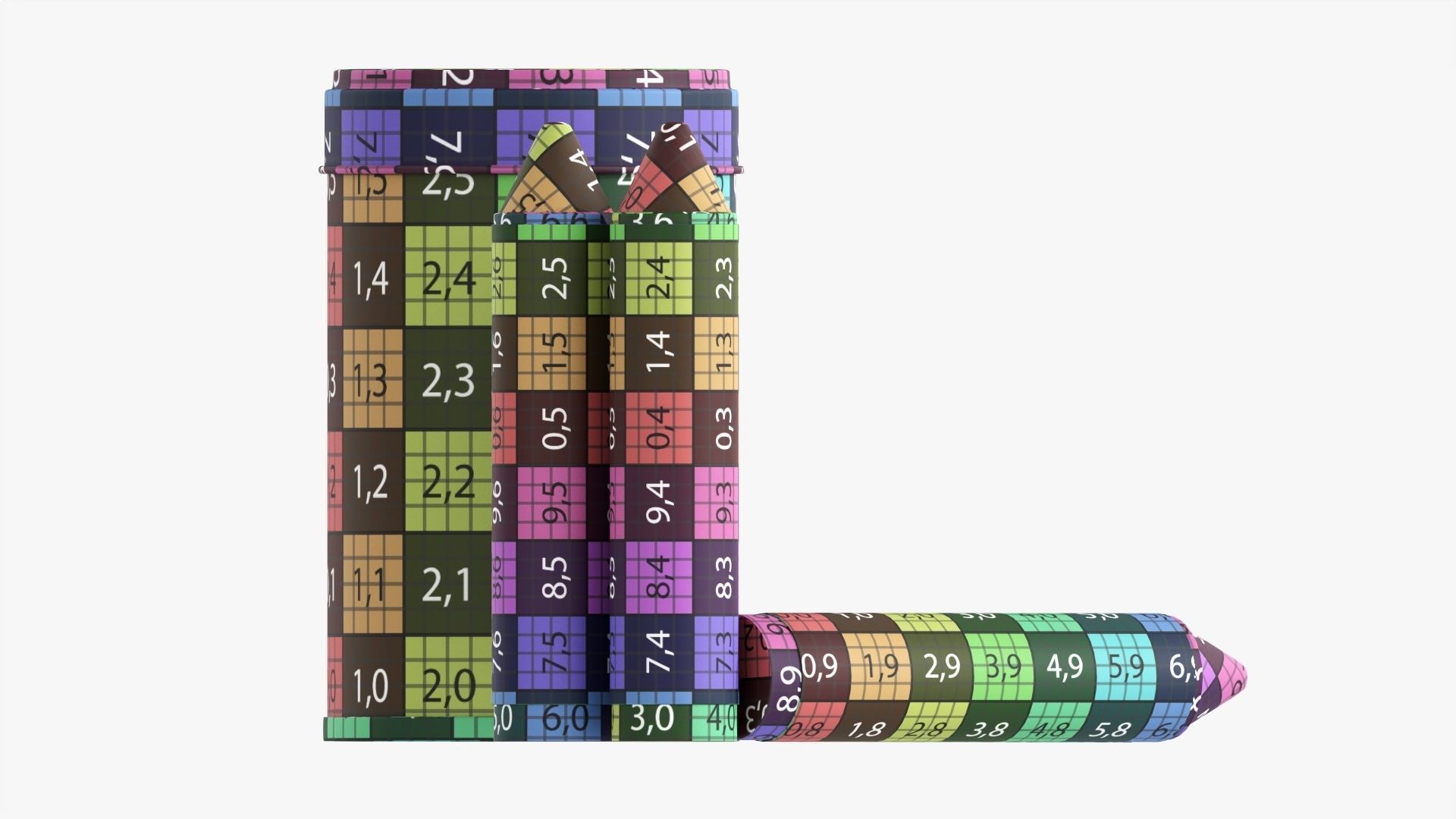 Large crayons in a metal tube box 3D model_13