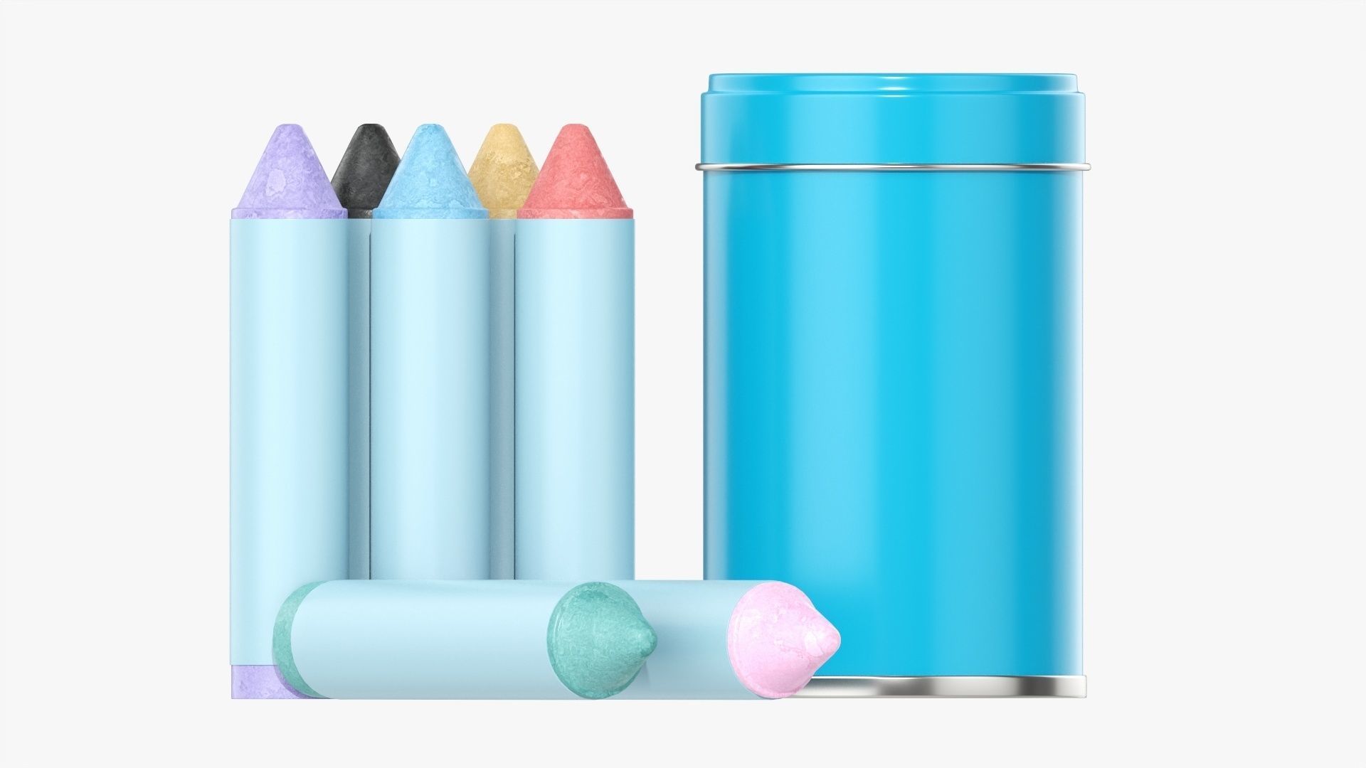 Large crayons in a metal tube box 3D model_3