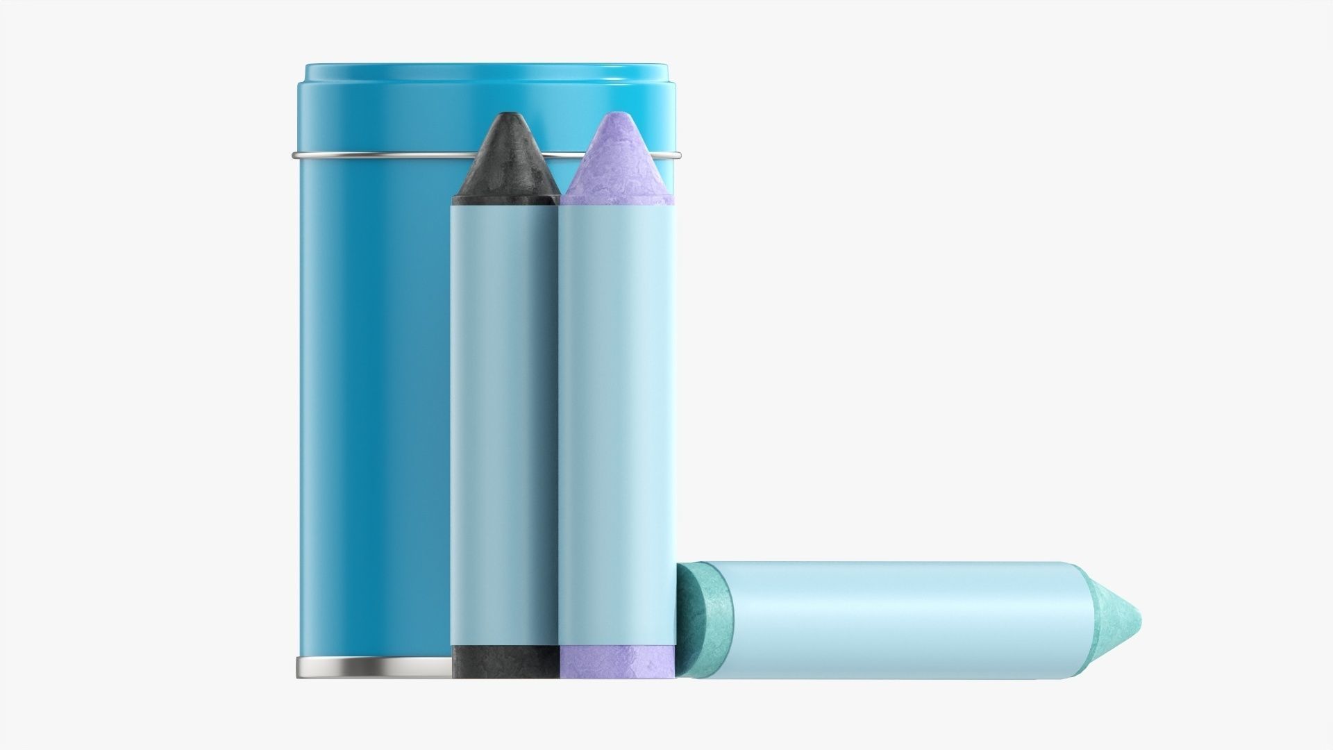 Large crayons in a metal tube box 3D model_4