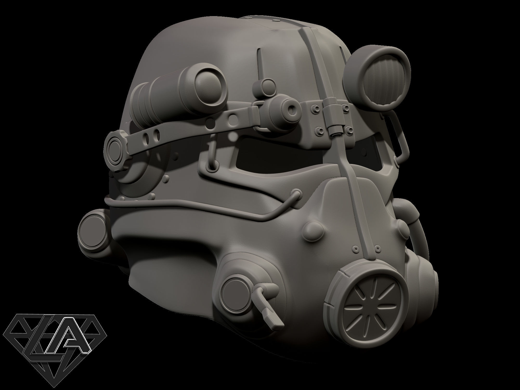 Fallout T-45D custom helmet 3D print model_3