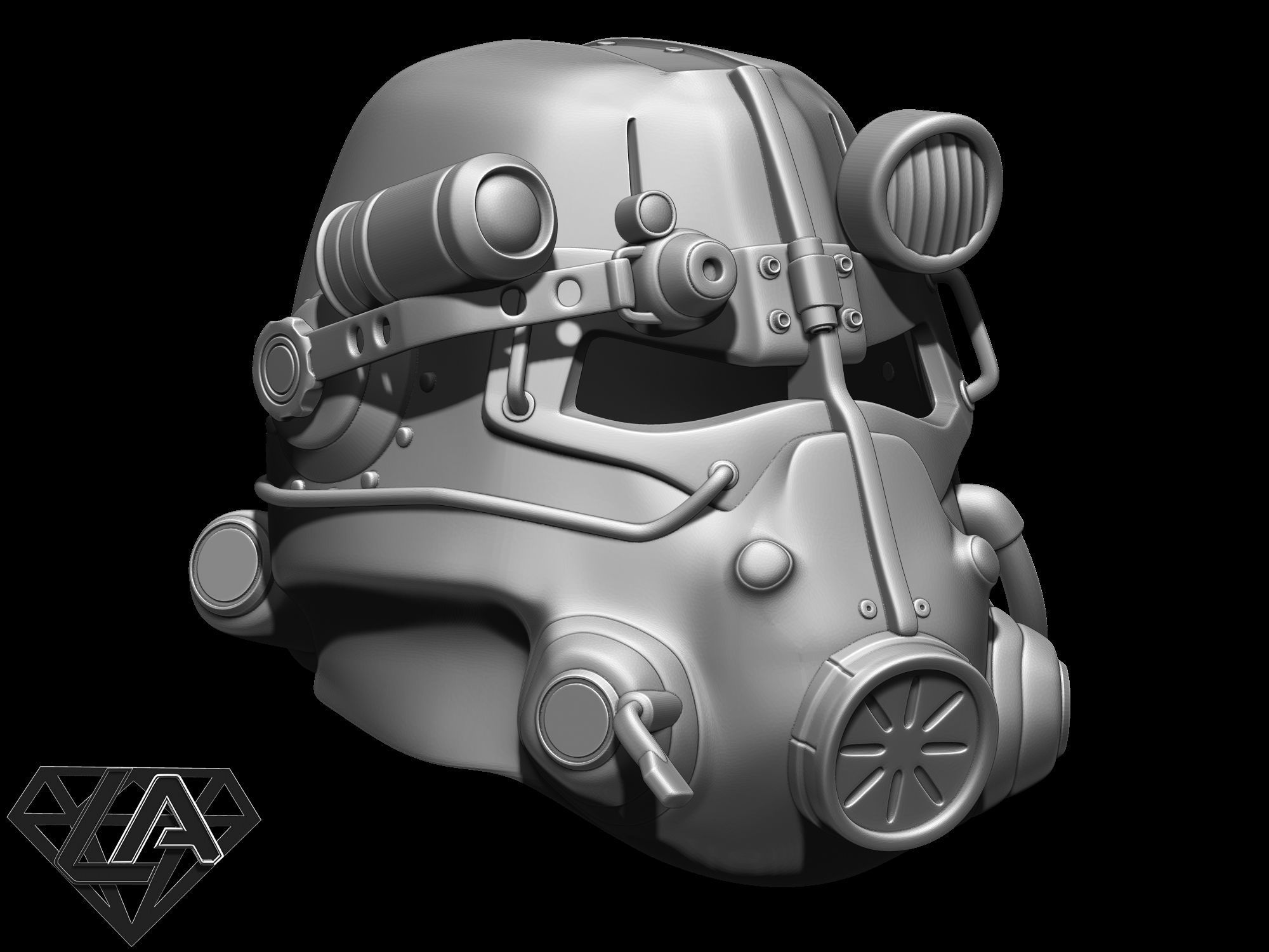 Fallout T-45D custom helmet 3D print model_2