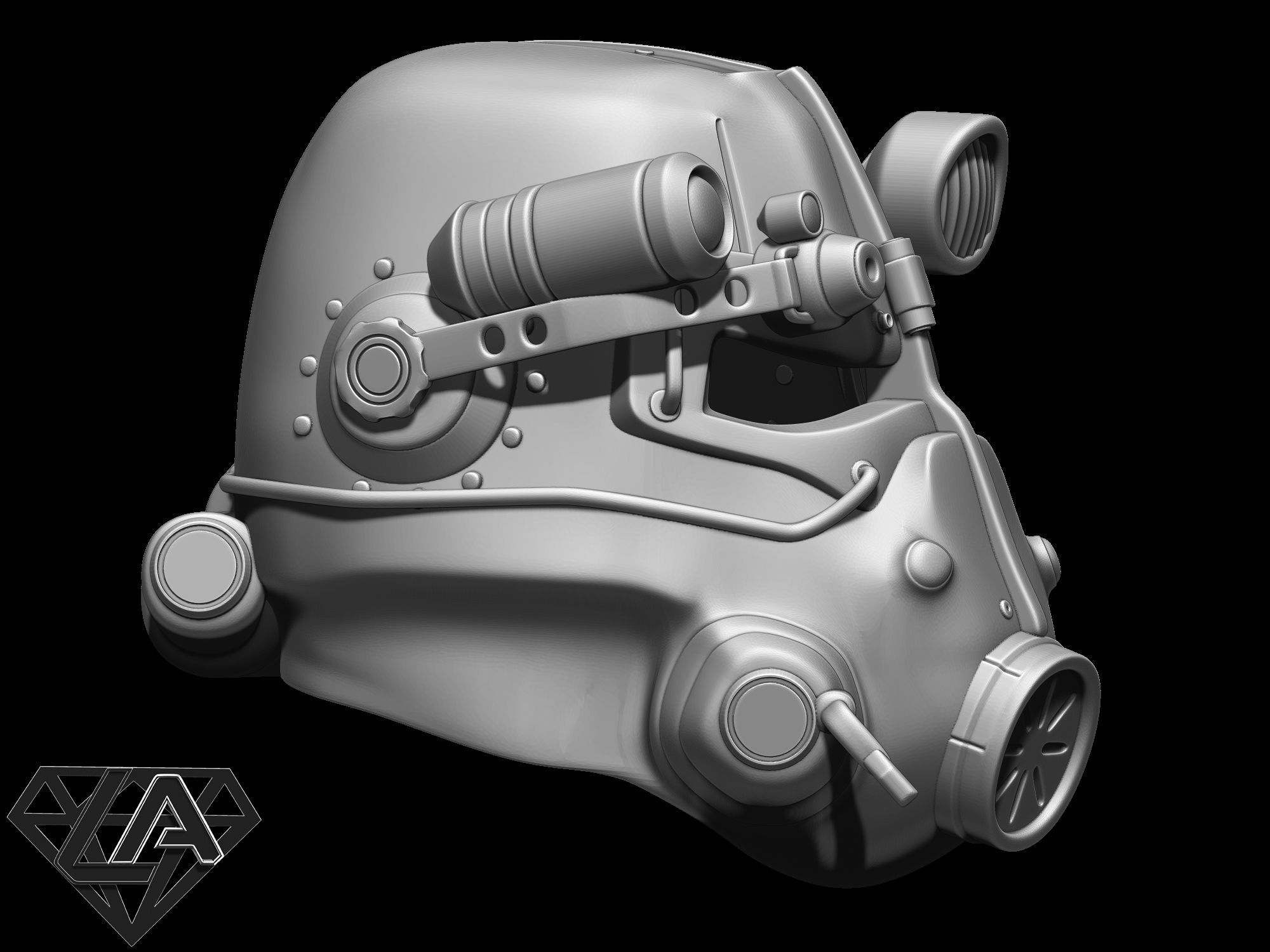 Fallout T-45D custom helmet 3D print model_4