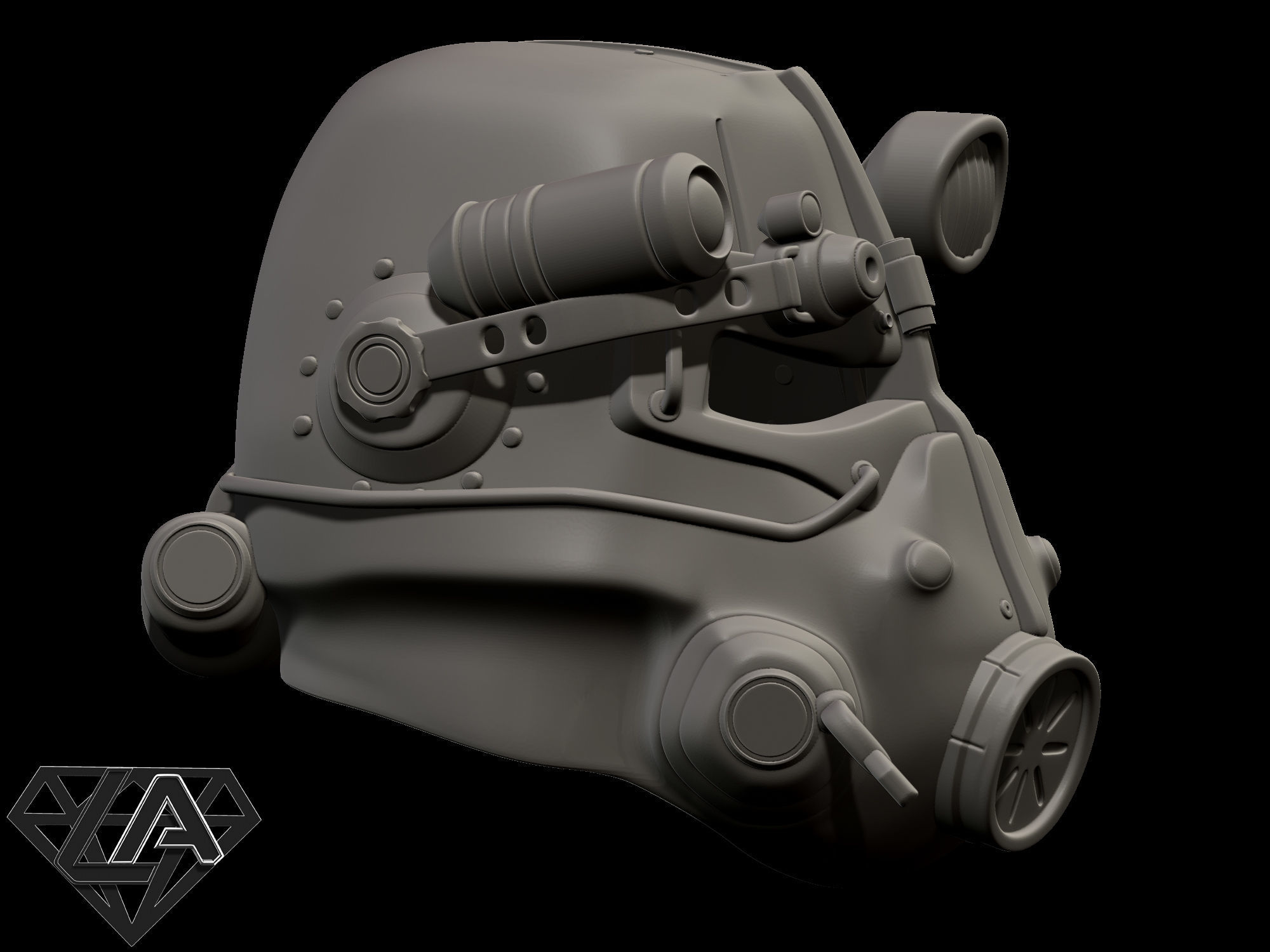 Fallout T-45D custom helmet 3D print model_5