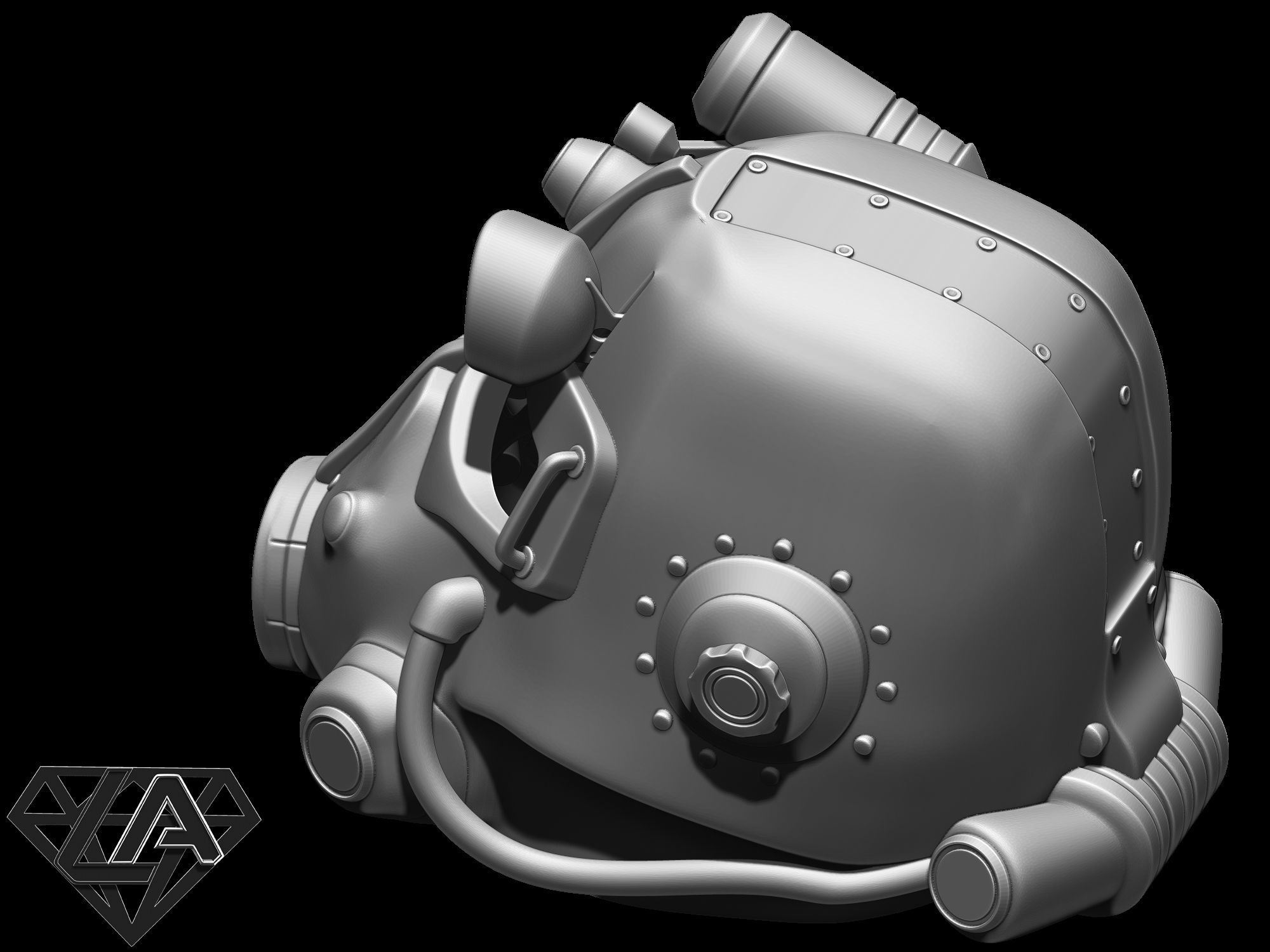 Fallout T-45D custom helmet 3D print model_8