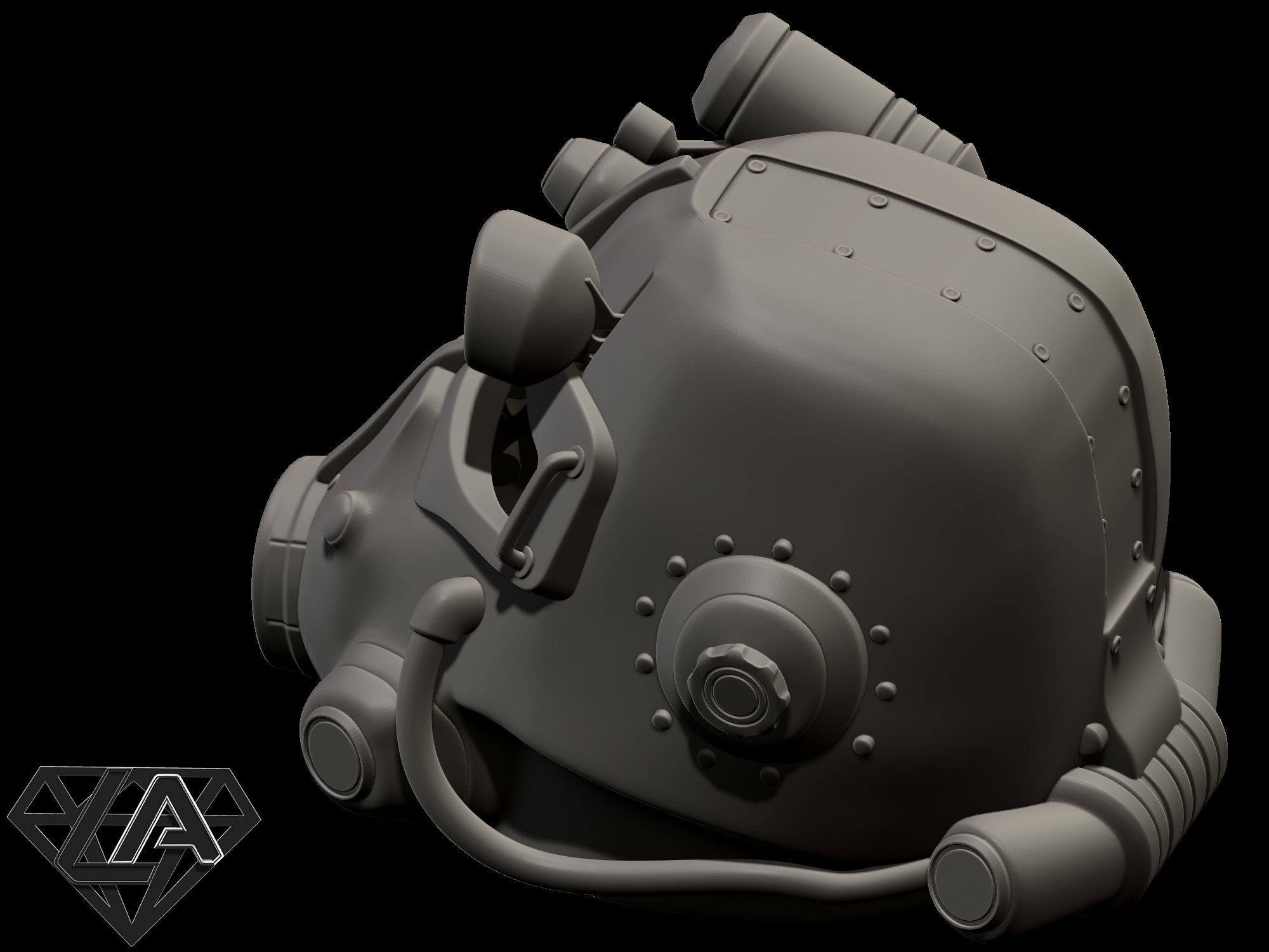 Fallout T-45D custom helmet 3D print model_9