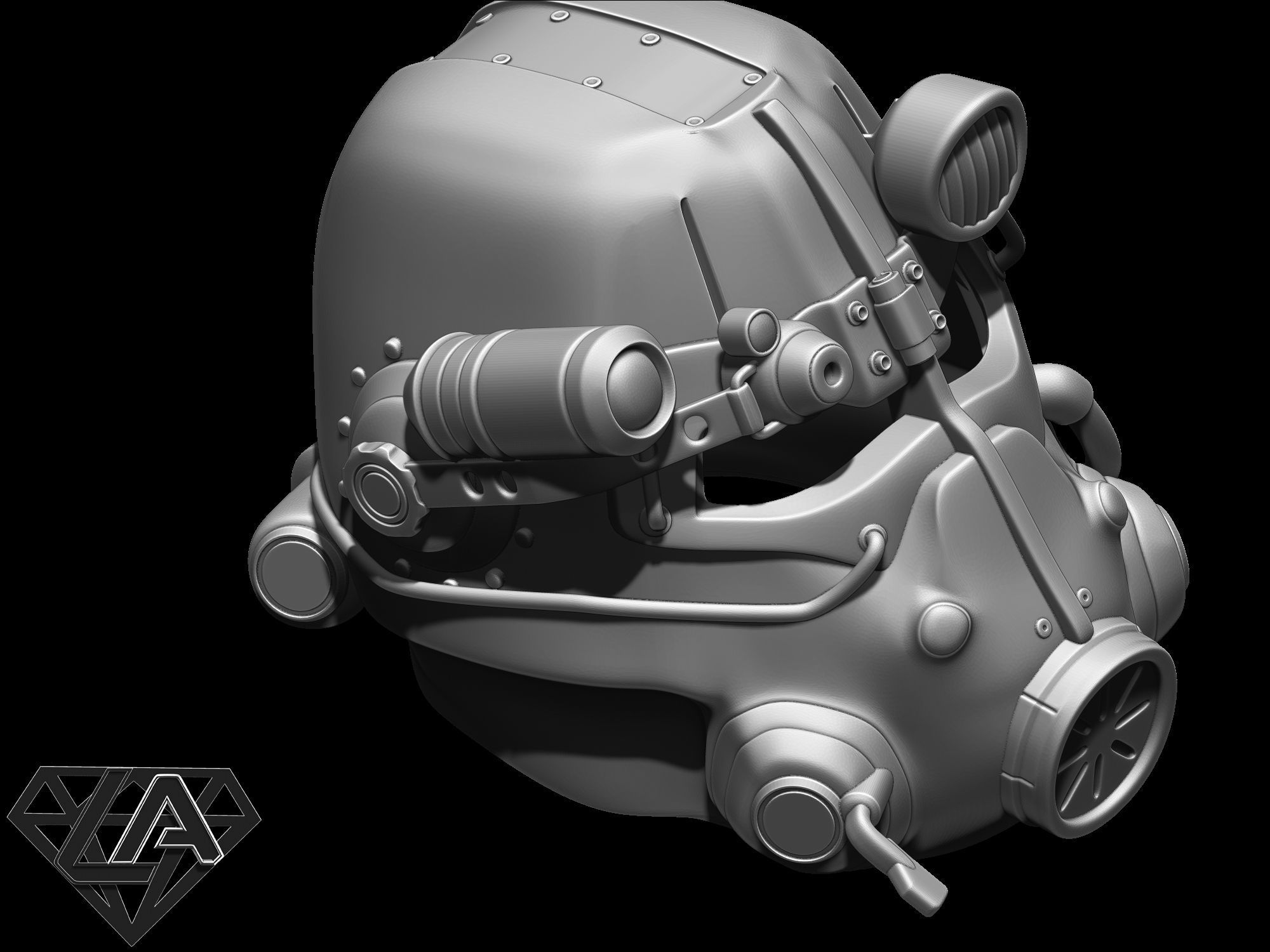Fallout T-45D custom helmet 3D print model_6