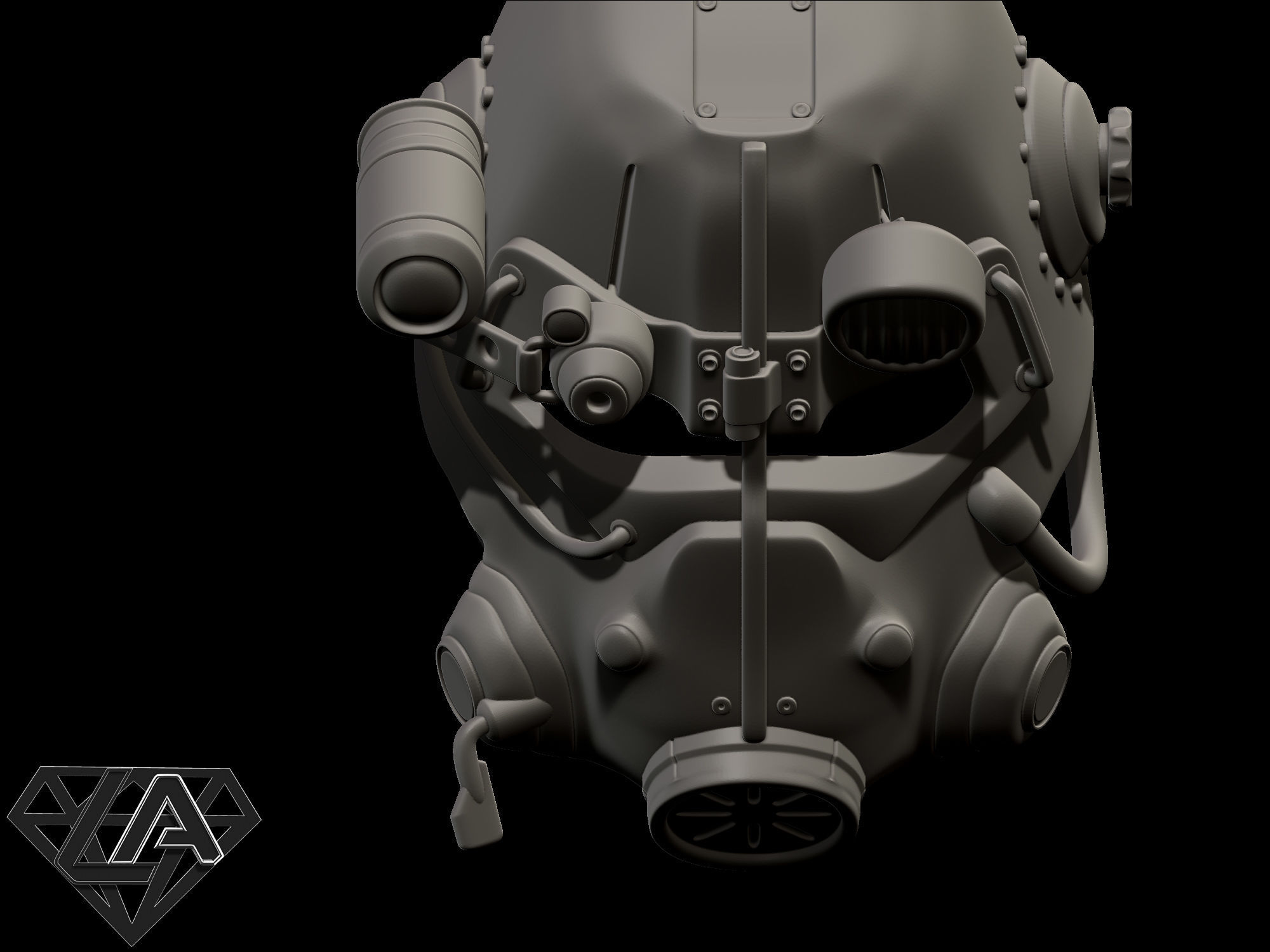 Fallout T-45D custom helmet 3D print model_13