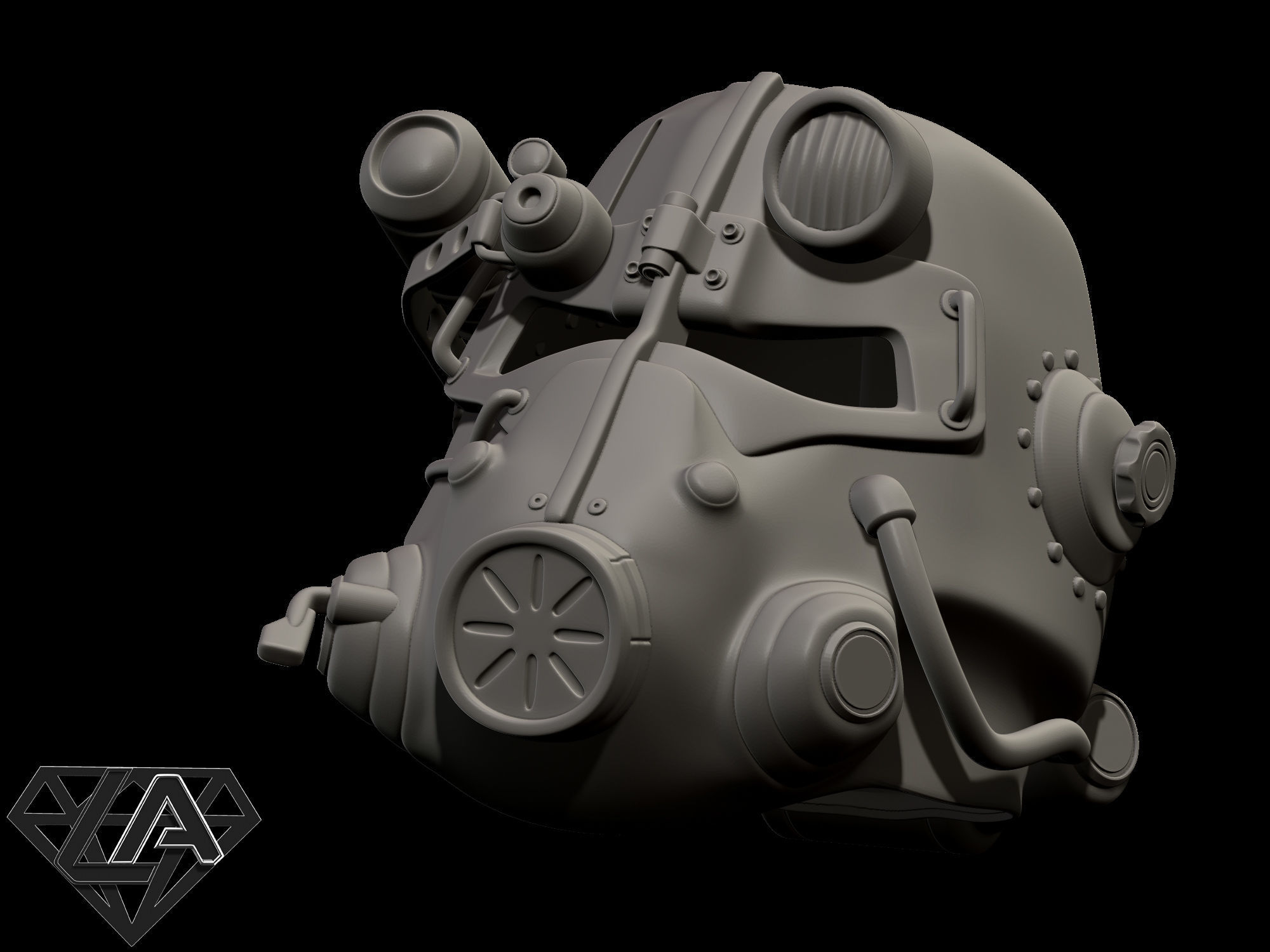 Fallout T-45D custom helmet 3D print model_11