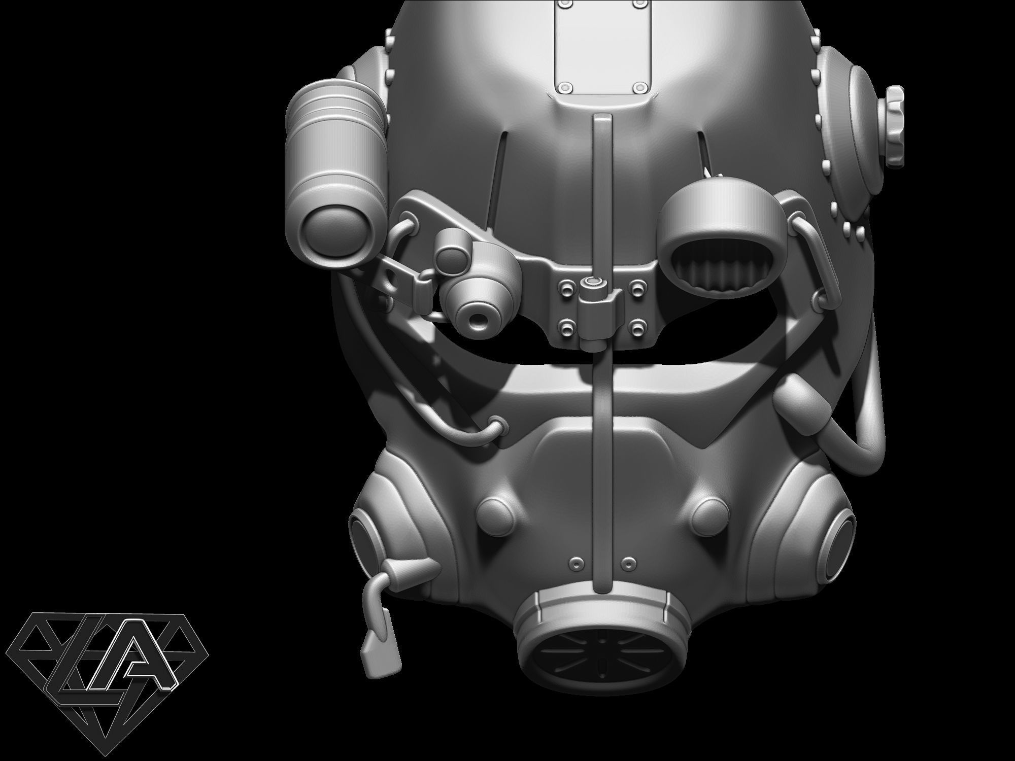 Fallout T-45D custom helmet 3D print model_12