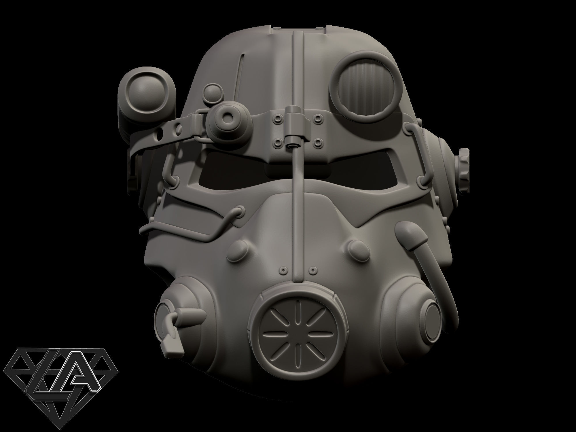 Fallout T-45D custom helmet 3D print model_1