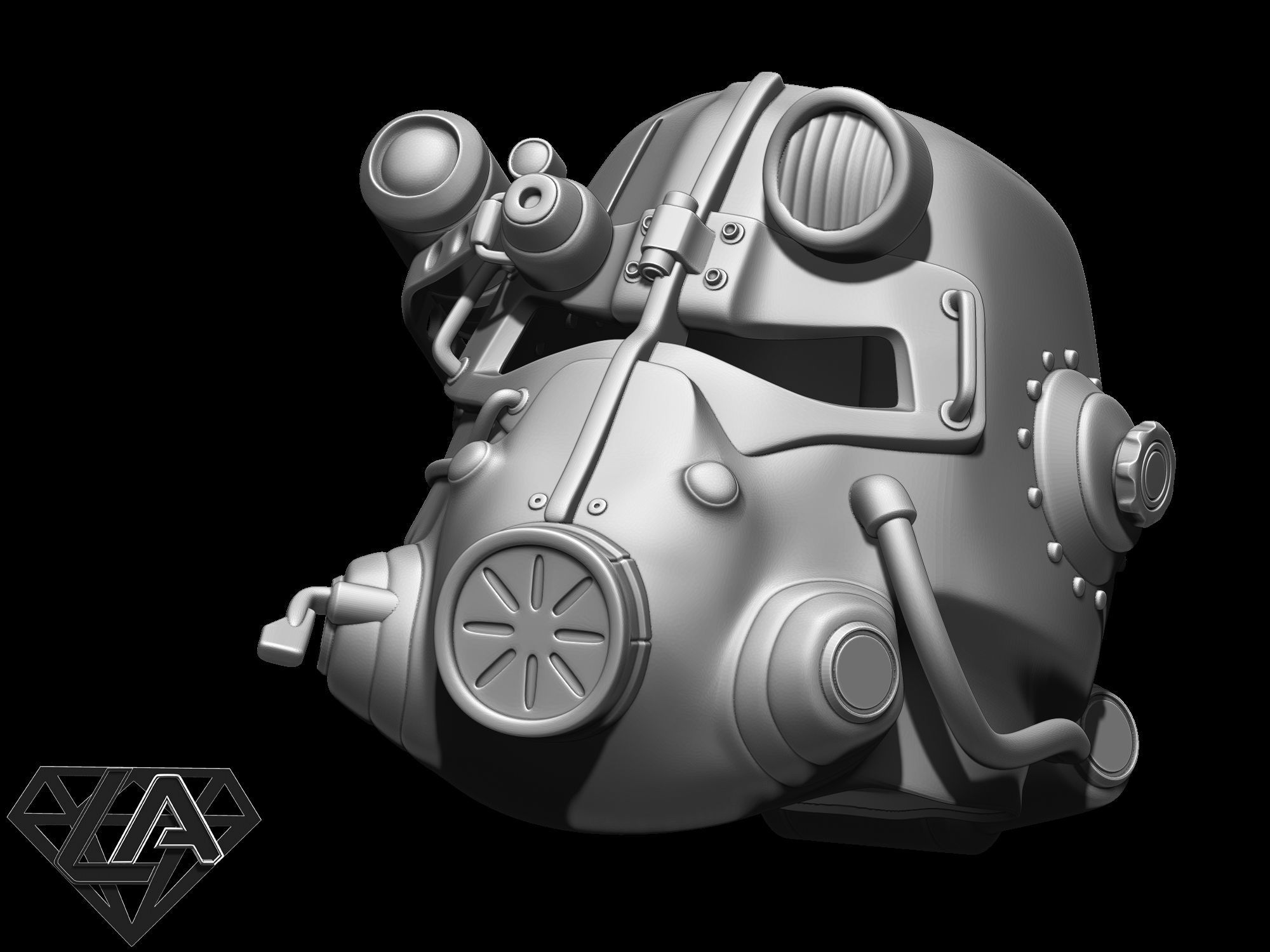 Fallout T-45D custom helmet 3D print model_10