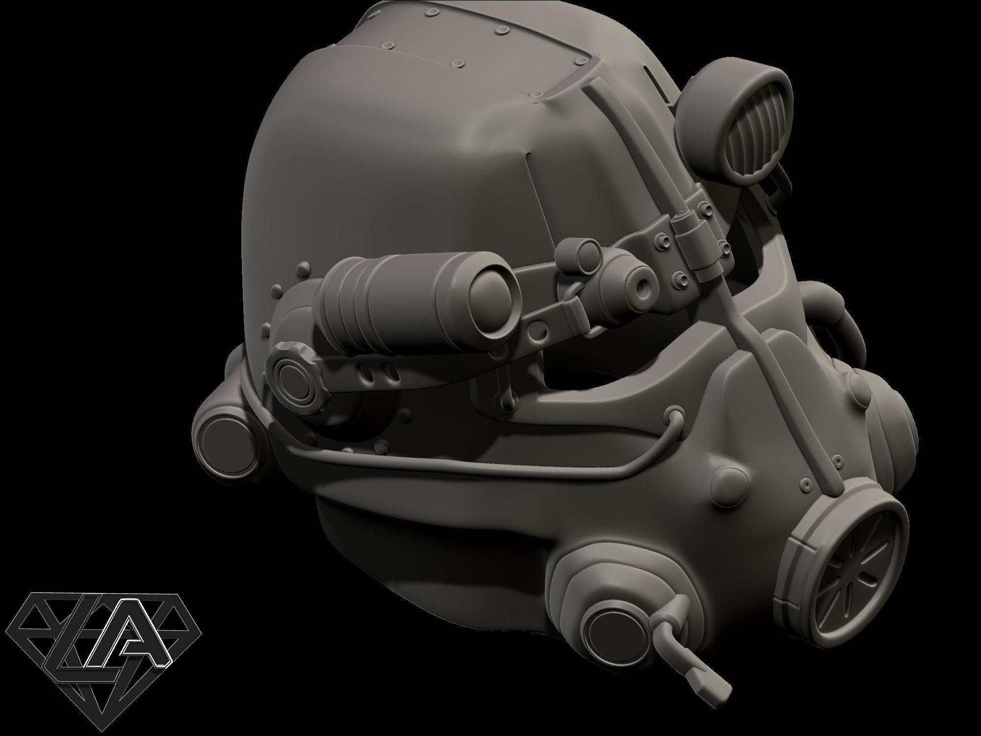 Fallout T-45D custom helmet 3D print model_7