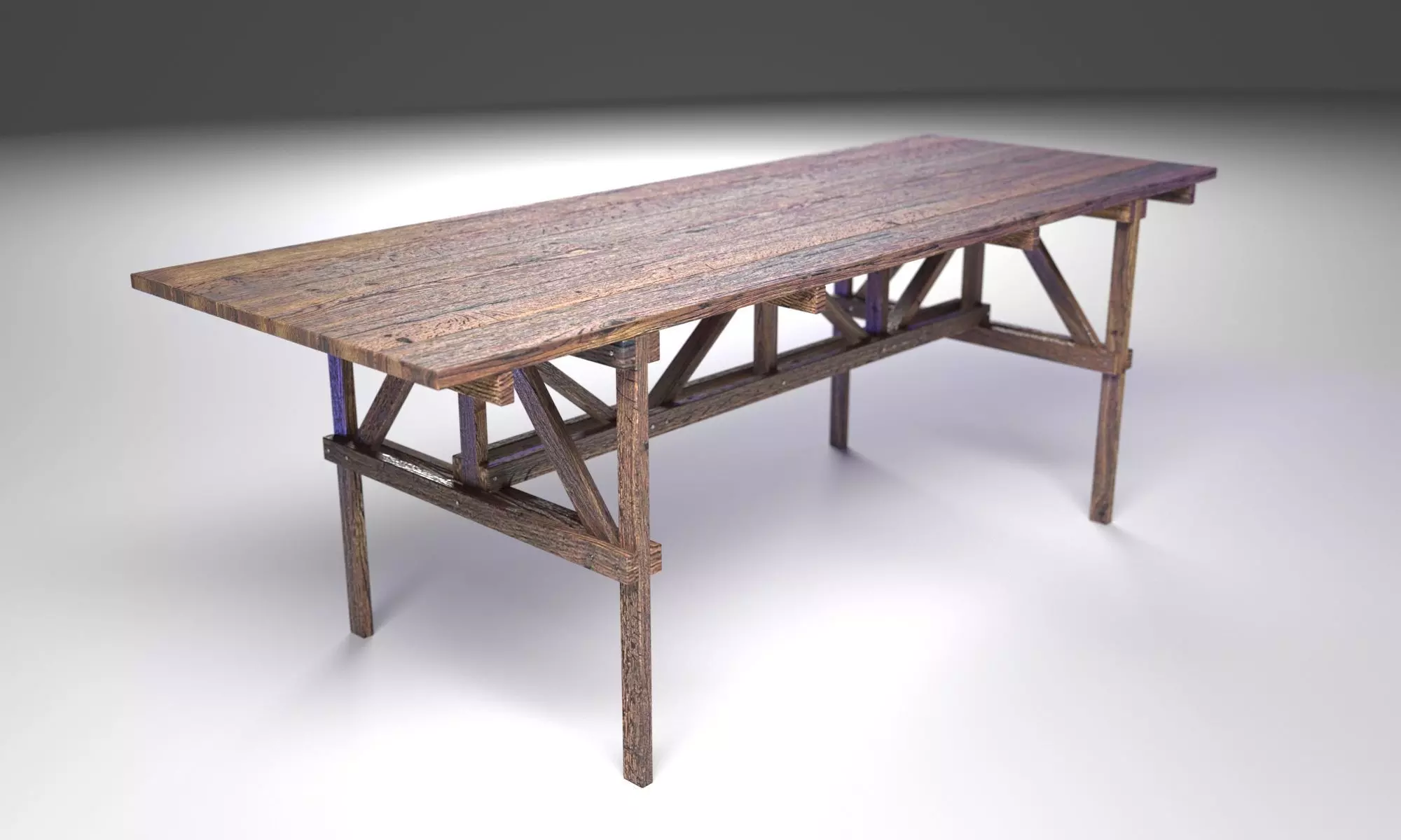 Wood Dinner Table 3D model_0
