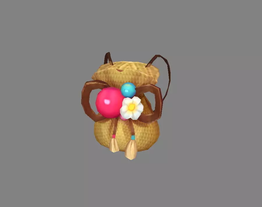 Cartoon lady backpack - cloth bag Low-poly 3D model