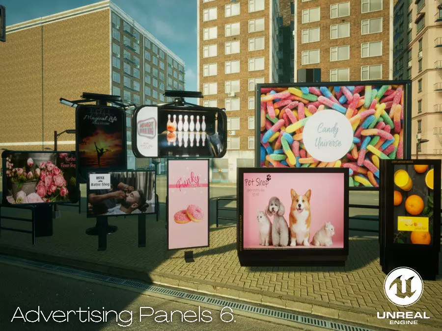 Advertising Panels 6 Unreal Engine Low-poly 3D model_0